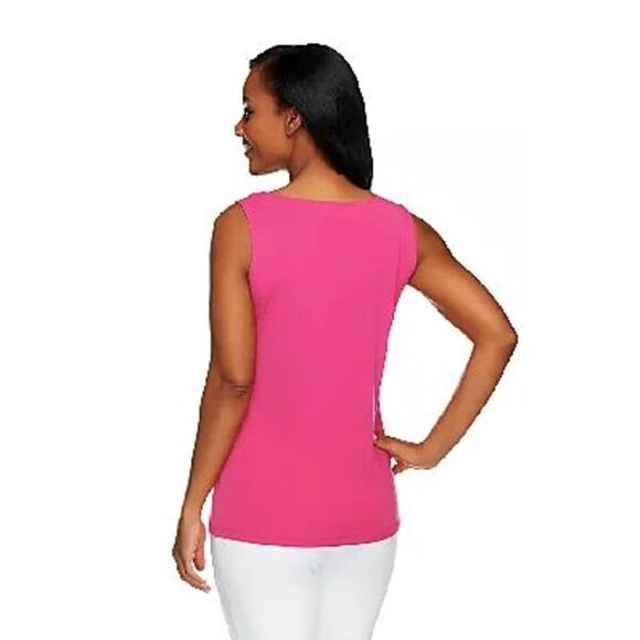 Susan Graver Womens 2X Liquid Knit Sleeveless Tank Top Blue Ruched V Neck NWT - Picture 5 of 5